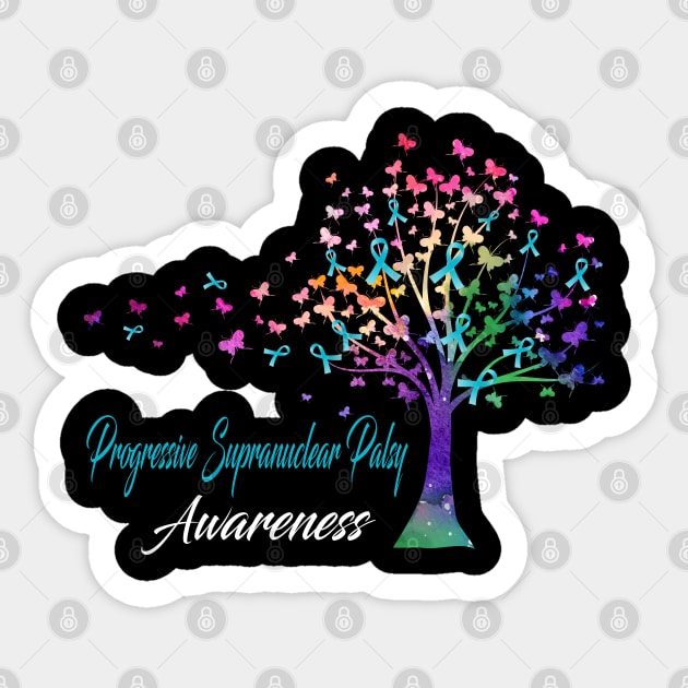 Tree Ribbons Progressive Supranuclear Palsy Awareness Support Progressive Supranuclear Palsy Warrior Gifts Sticker by ThePassion99